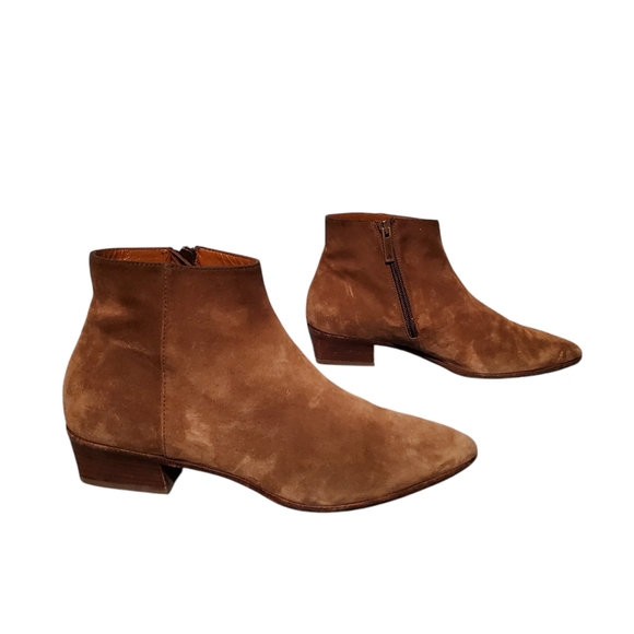 Aquatalia Brown Leather Zip-Up Ankle Booties Boots Women's Size 8, Made In Italy - Picture 2 of 13